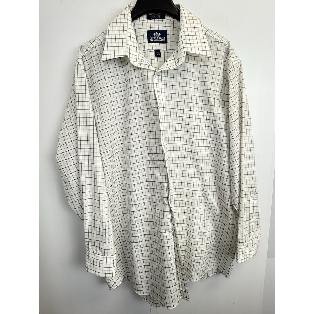 Stafford Shirt Men's Extra‎ Large 17.5 34-35 Traveler Wrinkle Free Oxford Check